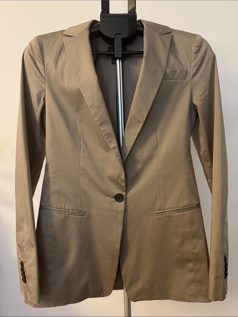 Club Monaco Taupe Cotton Structured Tailored Blazer Jacket Size 2 Minimalist - Picture 2 of 8
